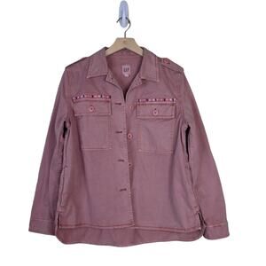 GAP Womens M Dusty Pink Core Shirt Jacket Shacket